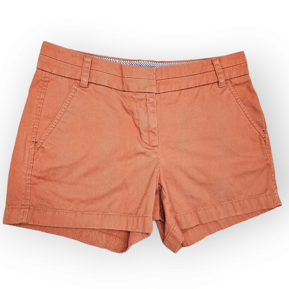 J. Crew 100% Cotton 4" Shorts Oxford Chino Size 2 Burnt Orange